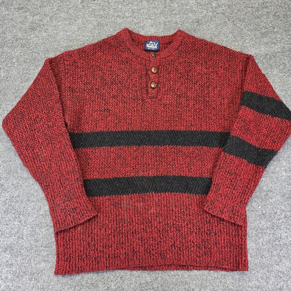 Woolrich Other - Vintage Woolrich Sweater Mens LG 85% Wool Blend Crew Neck Pullover Knit Red/BLK